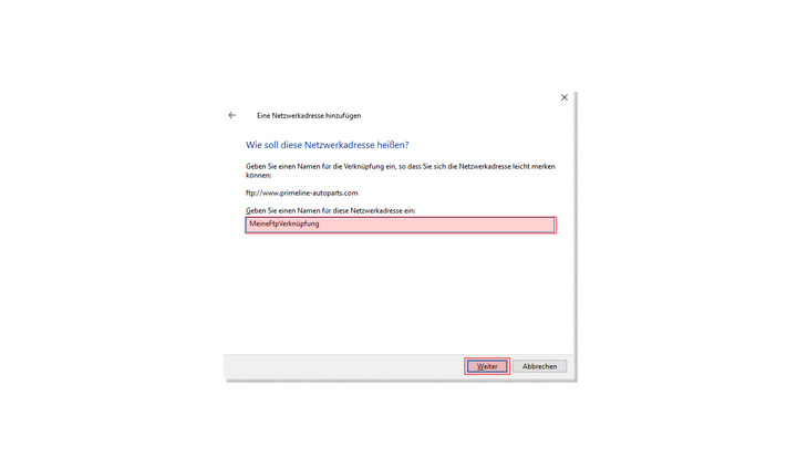 Namen für die Netzwerkadresse vergeben